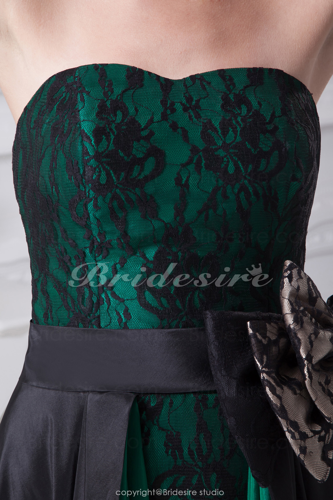 A-line Sweetheart Asymmetrical Short/Mini Sleeveless Taffeta Lace Dress - Thumbnail 6