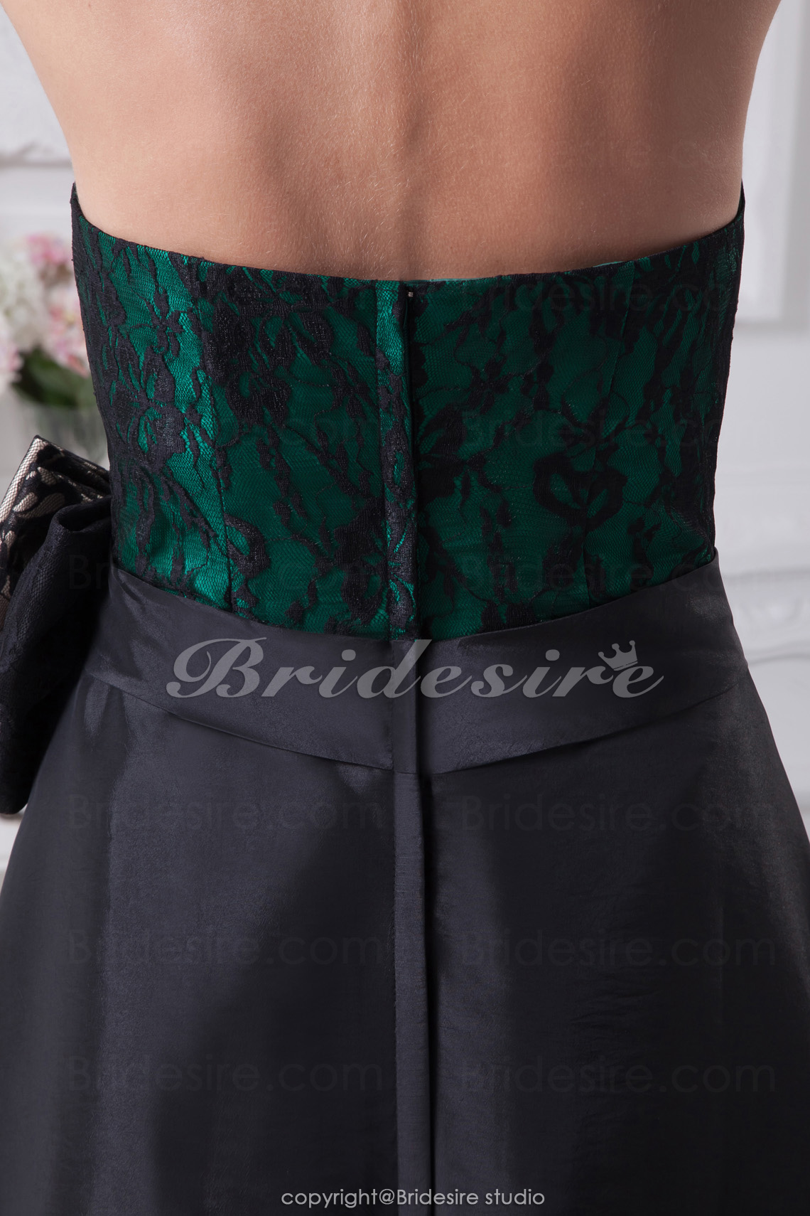 A-line Sweetheart Asymmetrical Short/Mini Sleeveless Taffeta Lace Dress - Thumbnail 7