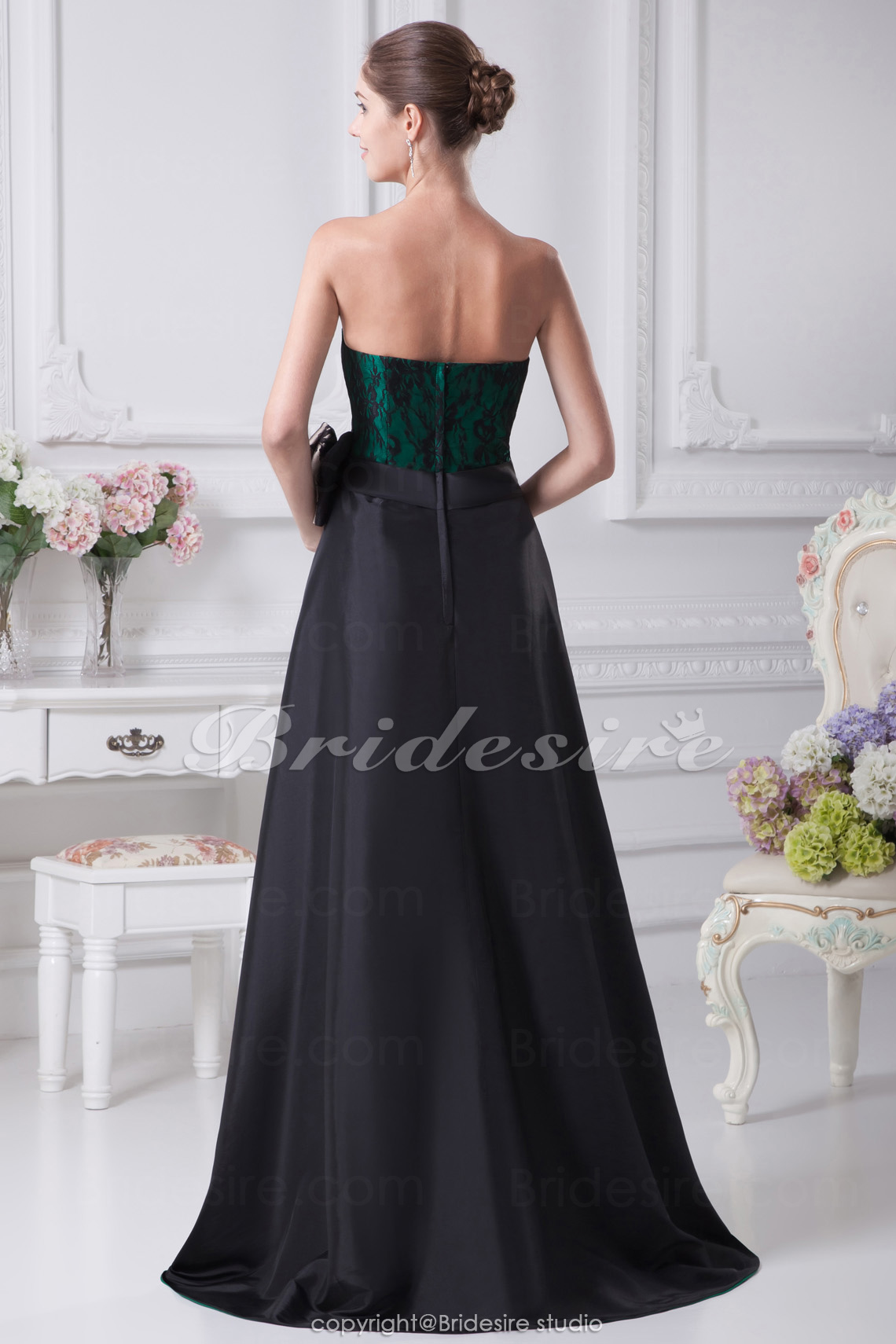 A-line Sweetheart Asymmetrical Short/Mini Sleeveless Taffeta Lace Dress - Thumbnail 8