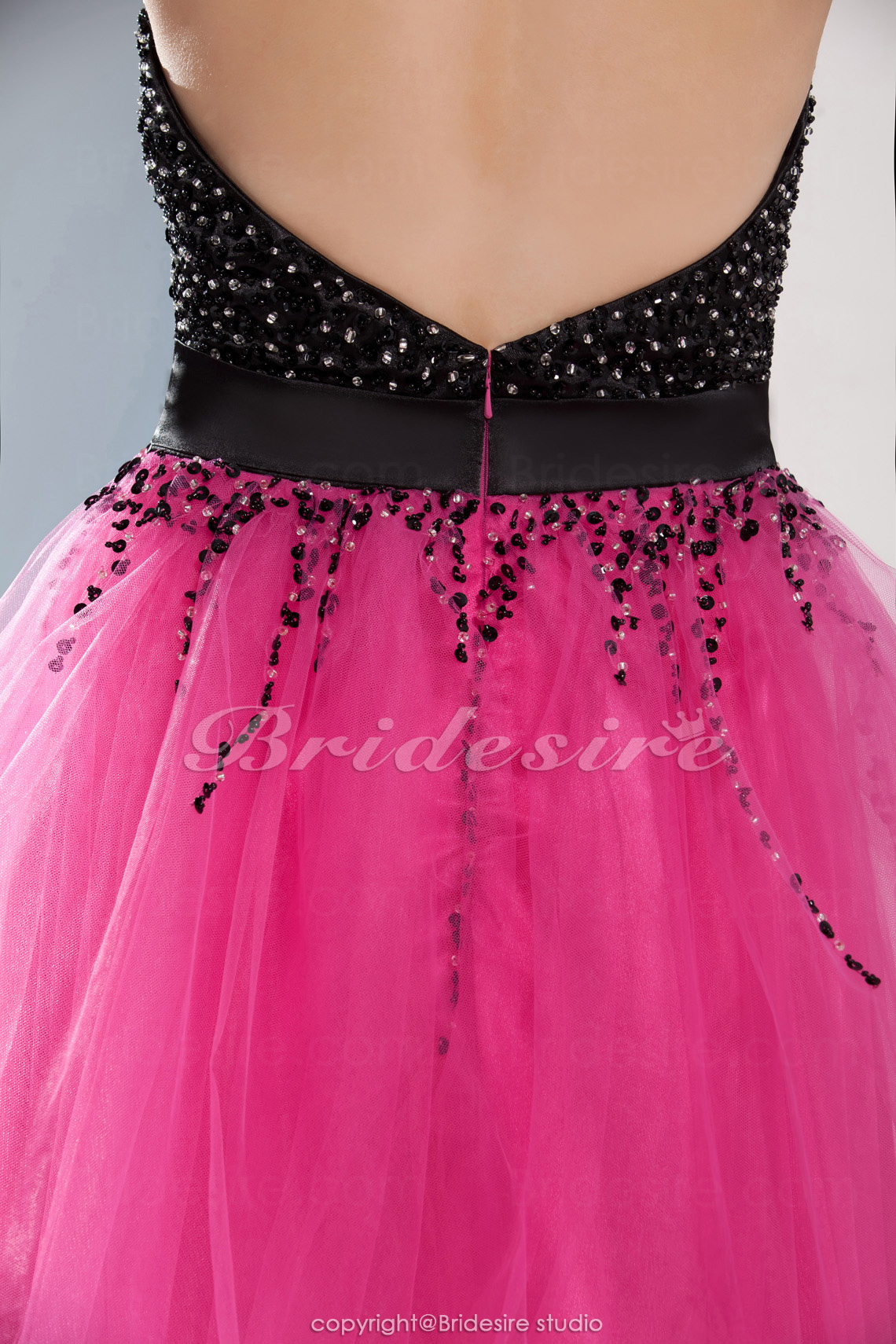 A-line Sweetheart Knee-length Sleeveless Organza Dress - Thumbnail 2