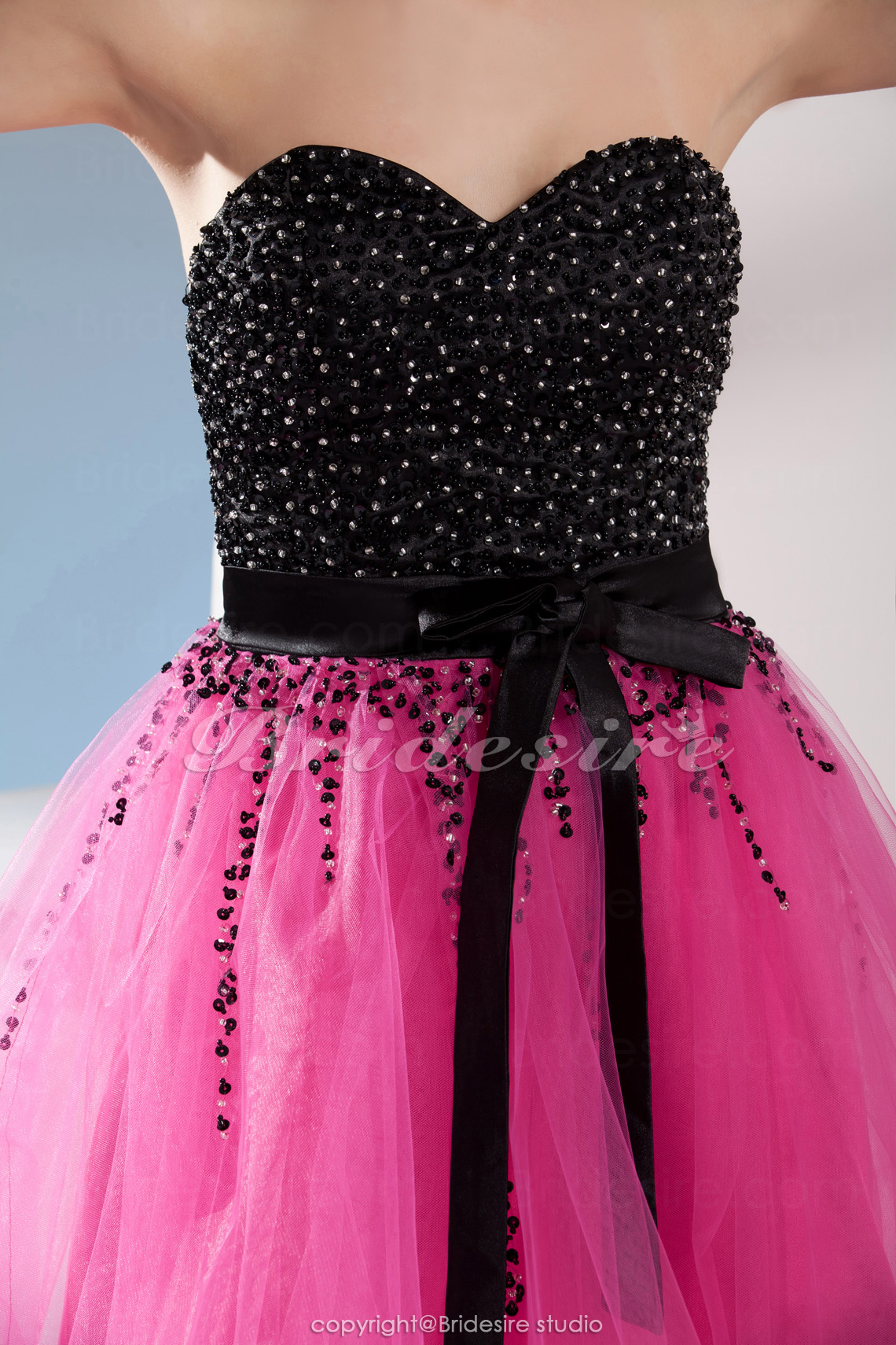 A-line Sweetheart Knee-length Sleeveless Organza Dress - Thumbnail 8