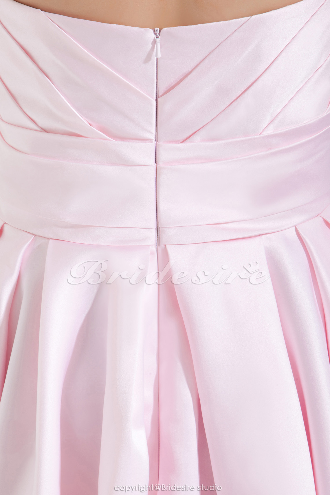 A-Linie trägerloser Ausschnitt Kurz/Mini ärmellos Satin Kleid - Thumbnail 7