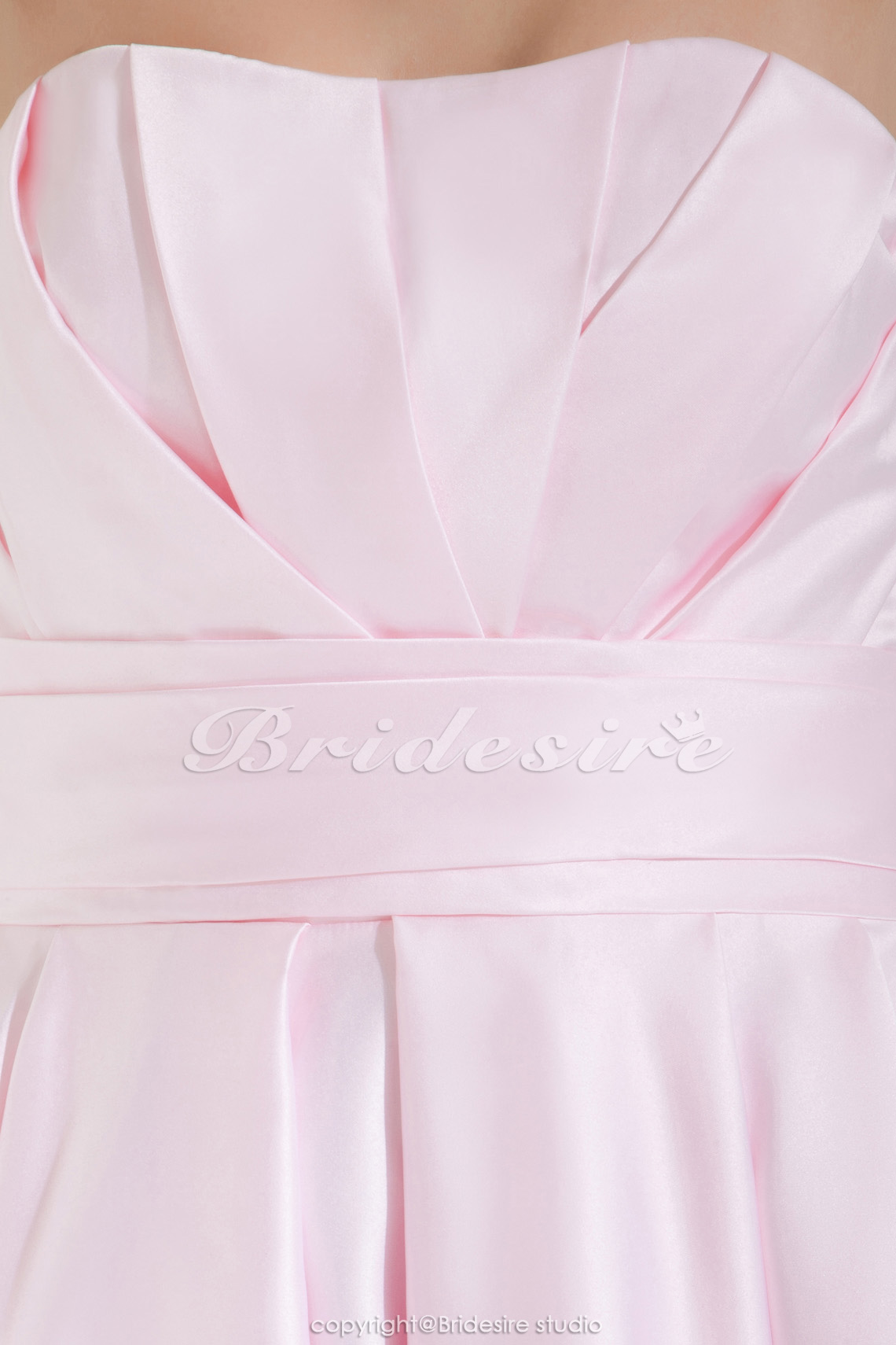 A-Linie trägerloser Ausschnitt Kurz/Mini ärmellos Satin Kleid - Thumbnail 8