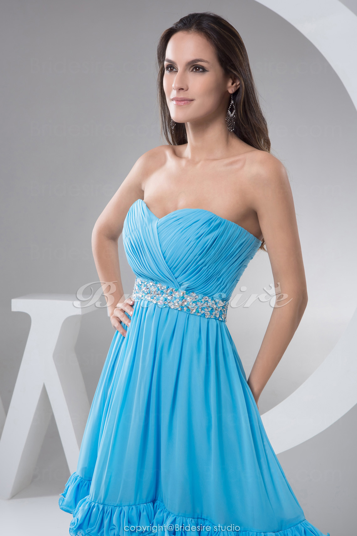 A-line Sweetheart Short/Mini Sleeveless Chiffon Dress - Thumbnail 3