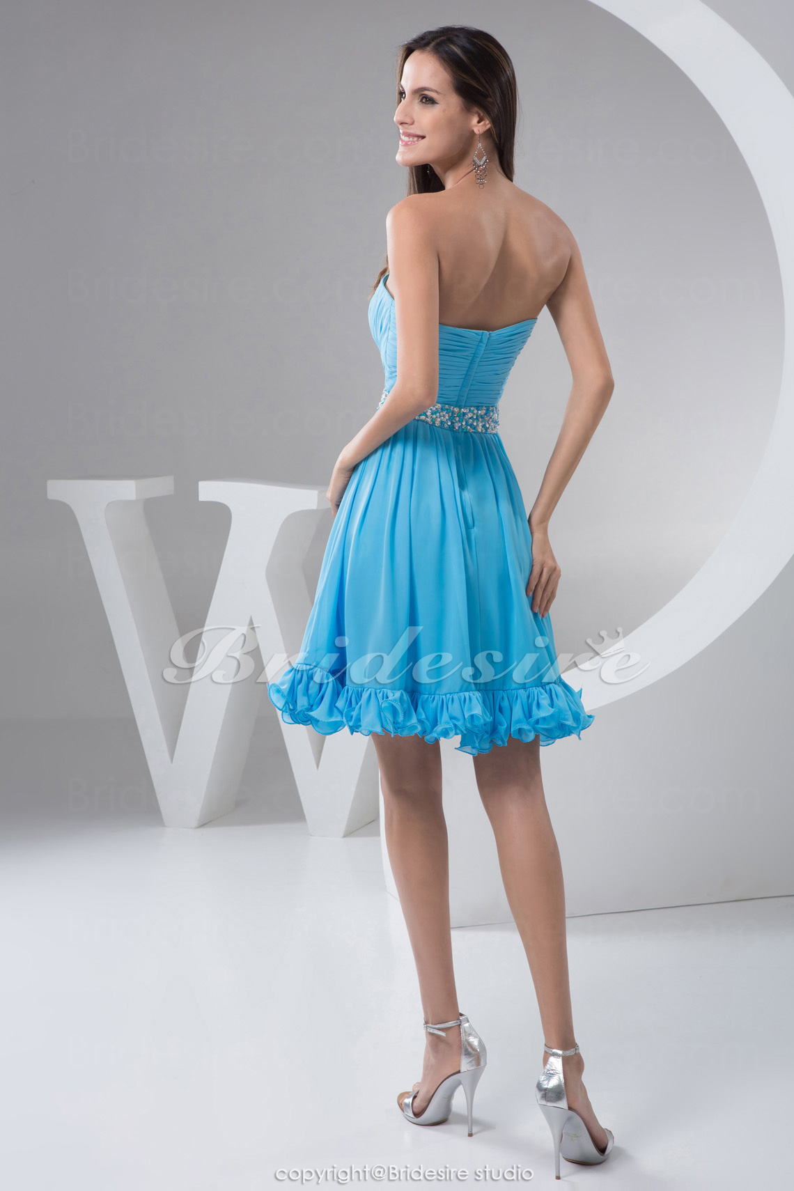 A-line Sweetheart Short/Mini Sleeveless Chiffon Dress - Thumbnail 6
