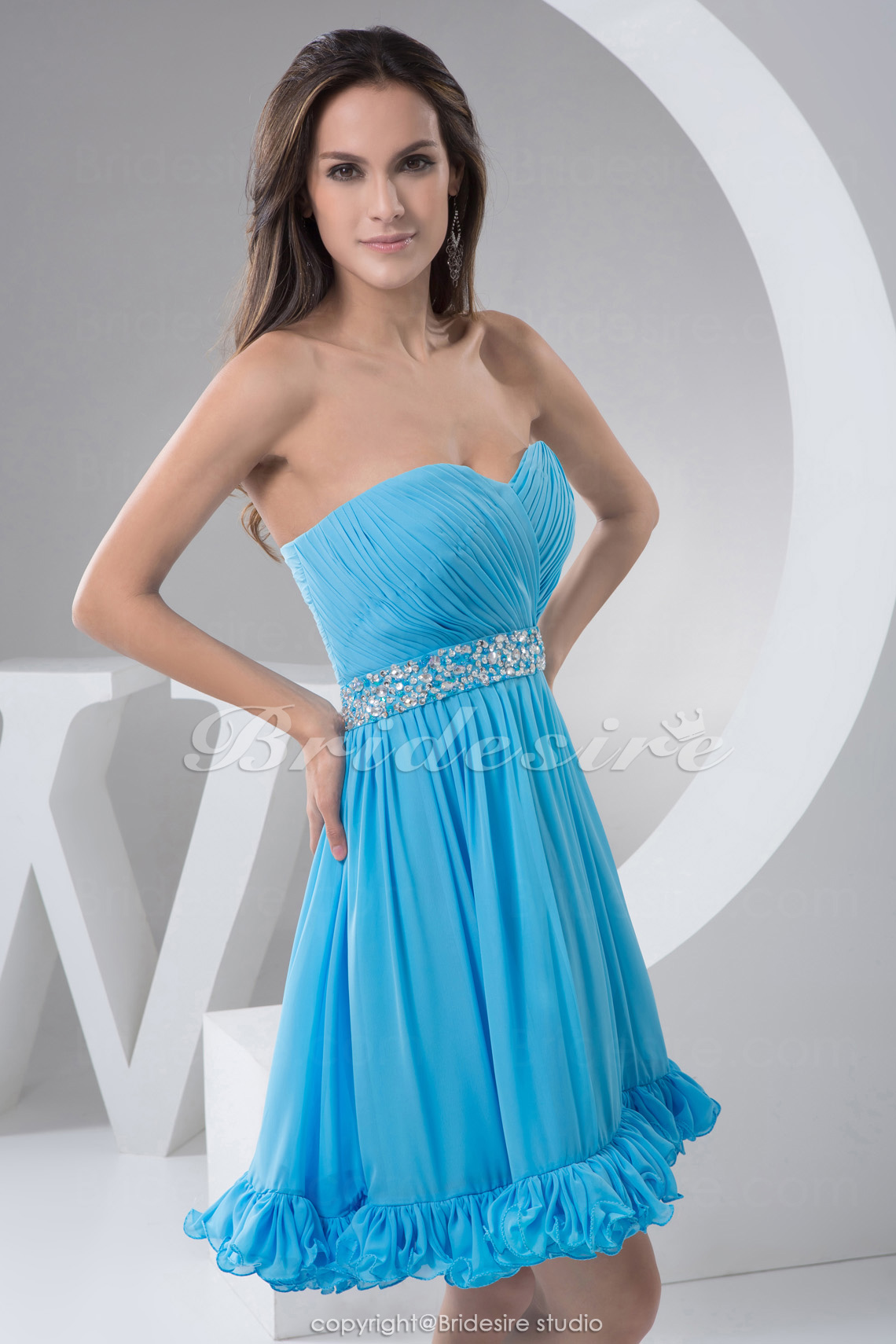 A-line Sweetheart Short/Mini Sleeveless Chiffon Dress - Thumbnail 7
