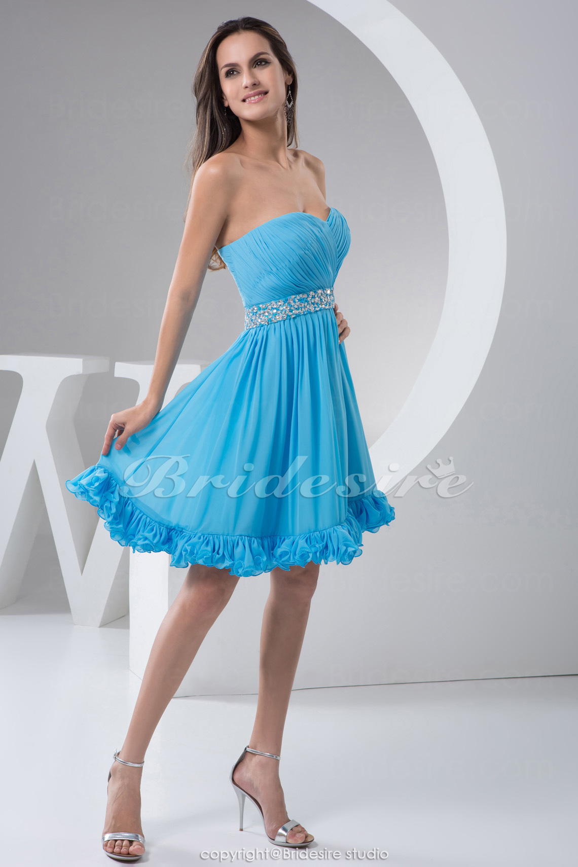 A-line Sweetheart Short/Mini Sleeveless Chiffon Dress - Thumbnail 8