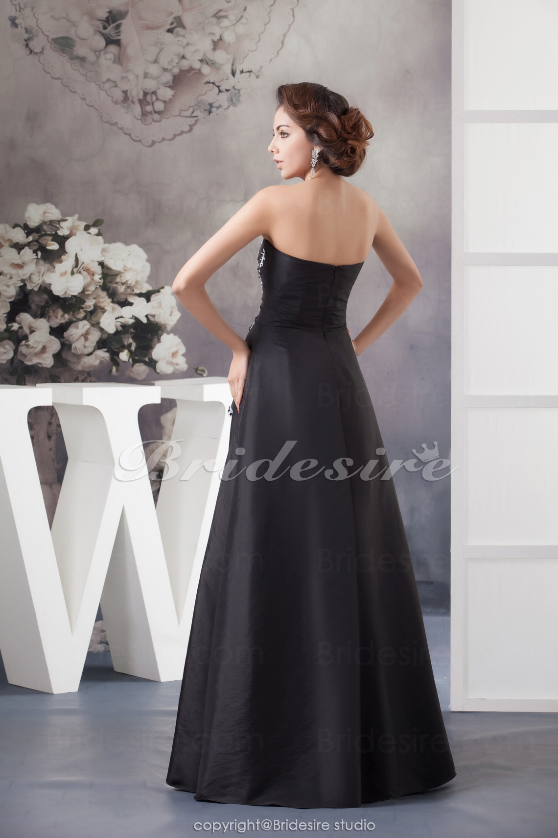A-Lijn Strapless Vloer Lengte Mouwloos Taf Galajurk - Thumbnail 6