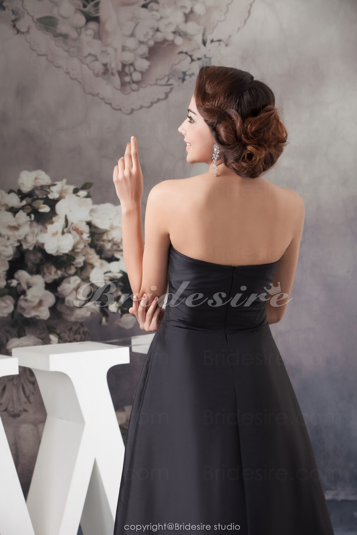 A-Lijn Strapless Vloer Lengte Mouwloos Taf Galajurk - Thumbnail 7