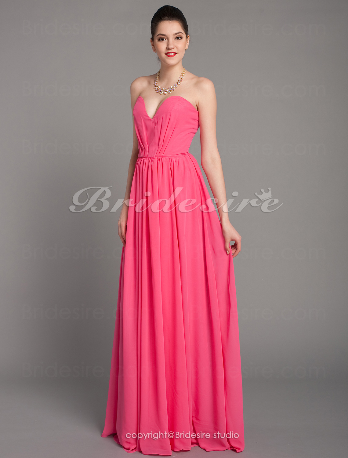 Sheath/Column Chiffon Floor-length Sweetheart Evening Dress - Thumbnail 2