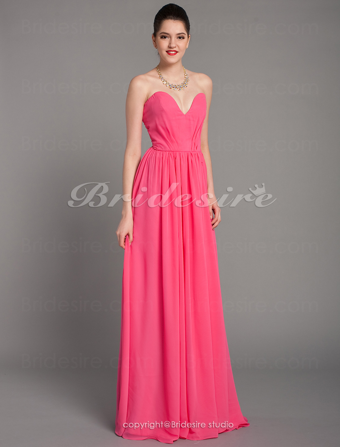 Sheath/Column Chiffon Floor-length Sweetheart Evening Dress - Thumbnail 3
