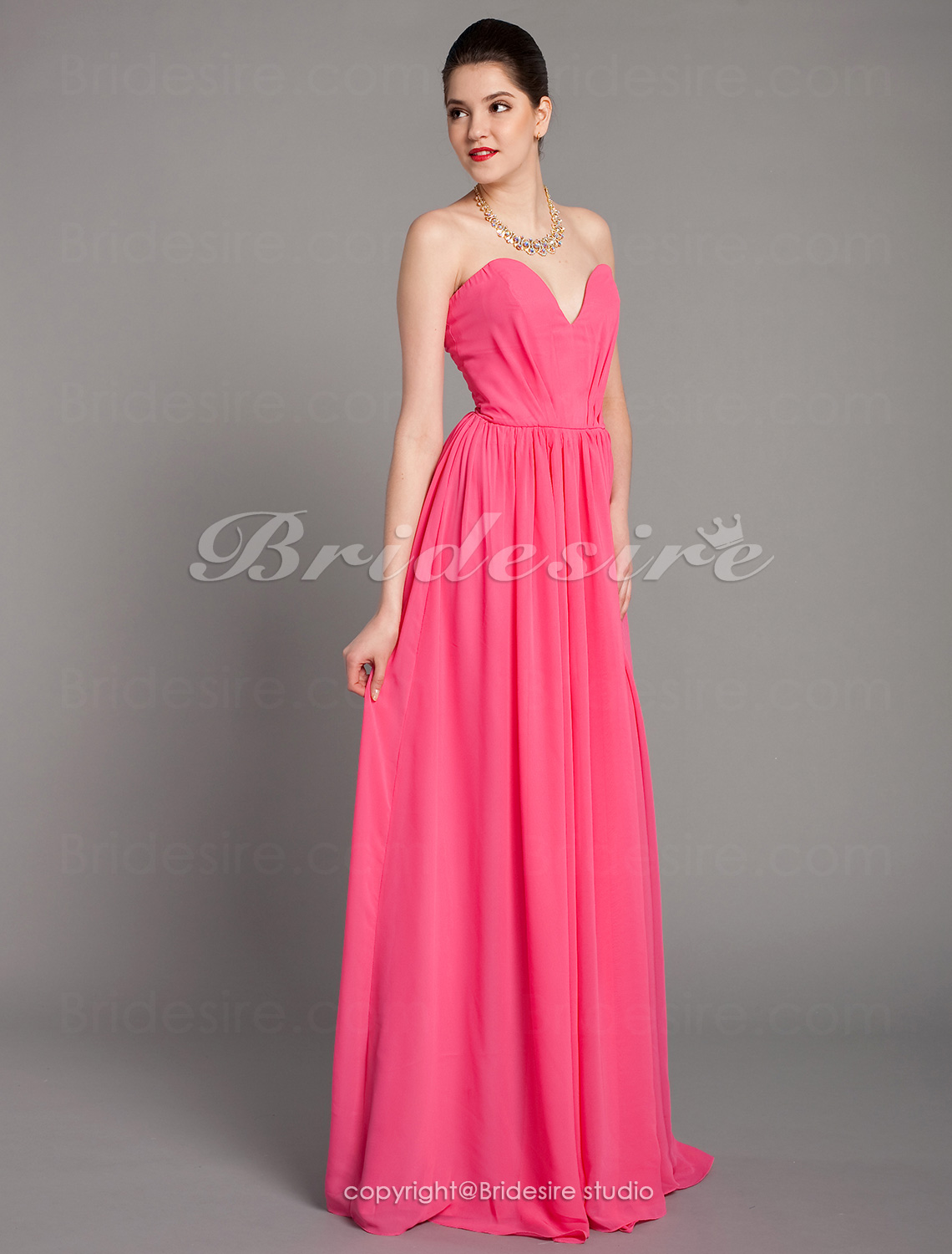 Sheath/Column Chiffon Floor-length Sweetheart Evening Dress - Thumbnail 4