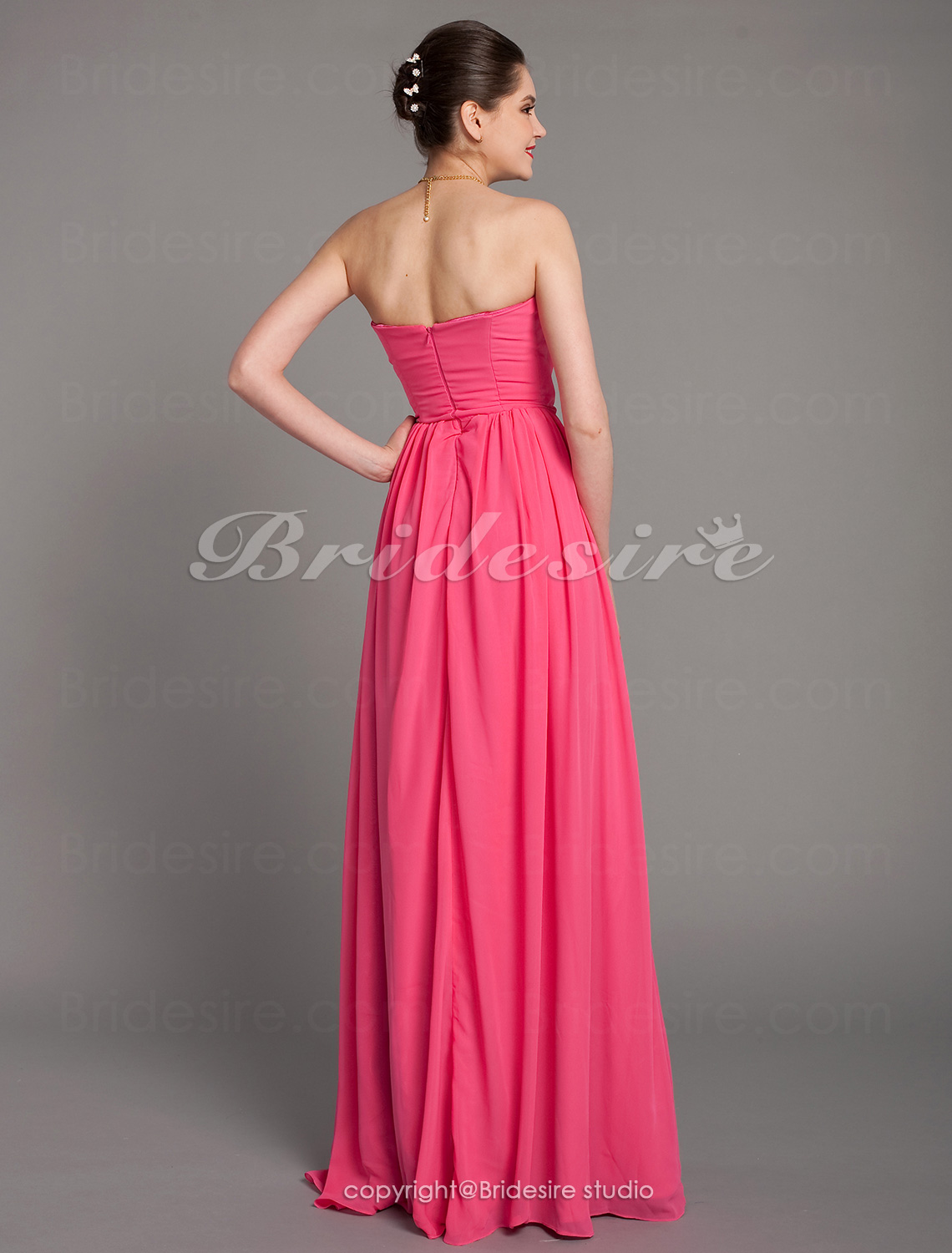 Sheath/Column Chiffon Floor-length Sweetheart Evening Dress - Thumbnail 5