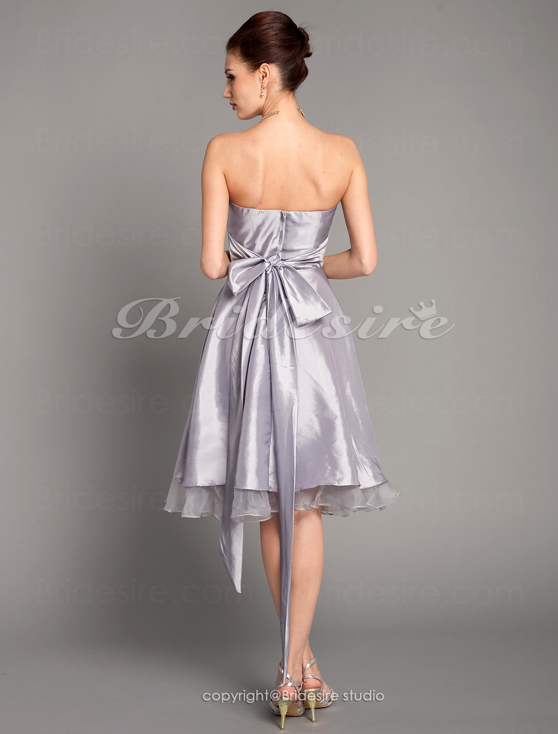 A-line Knee-length Organza Over Taffeta Organza Strapless Sweetheart Bridesmaid Dress  - Thumbnail 5