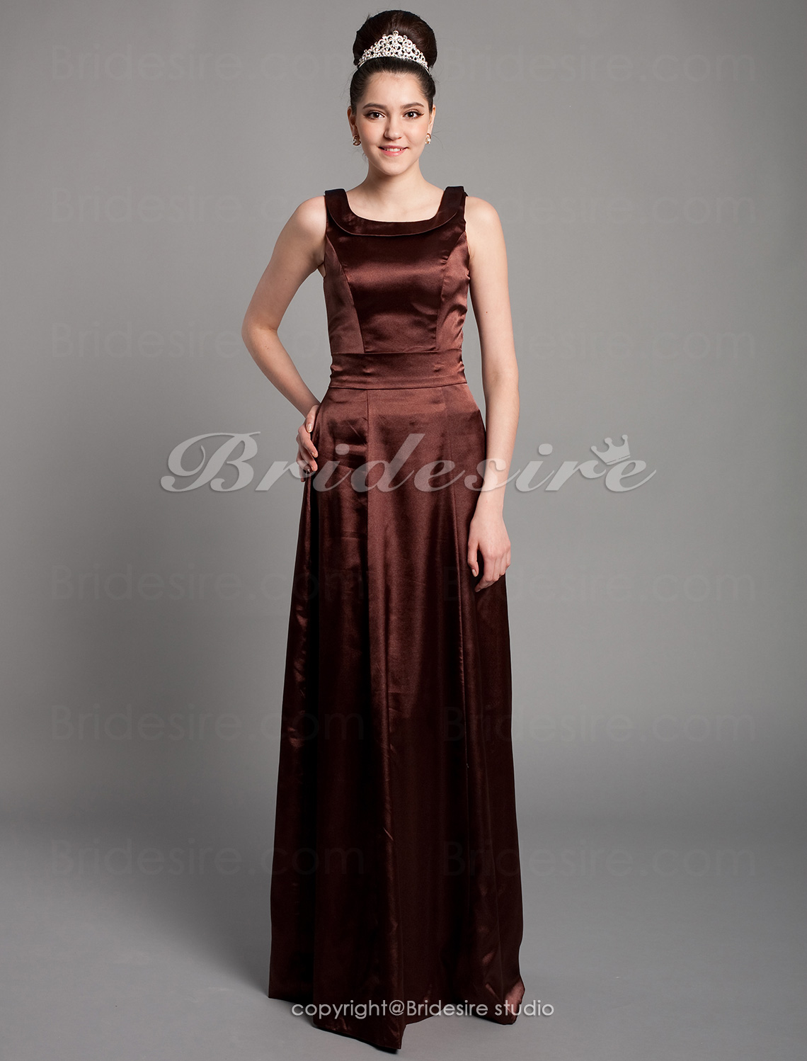 A-line Scoop Ankle-length Sleeveless Satin Sash/Ribbon Bridesmaid Dress - Thumbnail 2