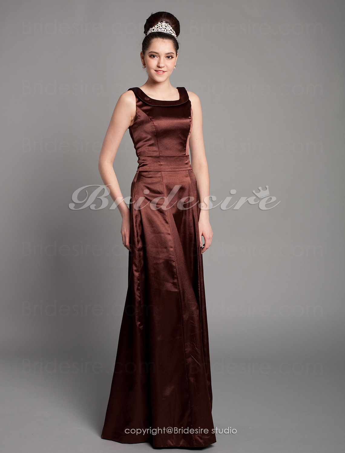 A-line Scoop Ankle-length Sleeveless Satin Sash/Ribbon Bridesmaid Dress - Thumbnail 3