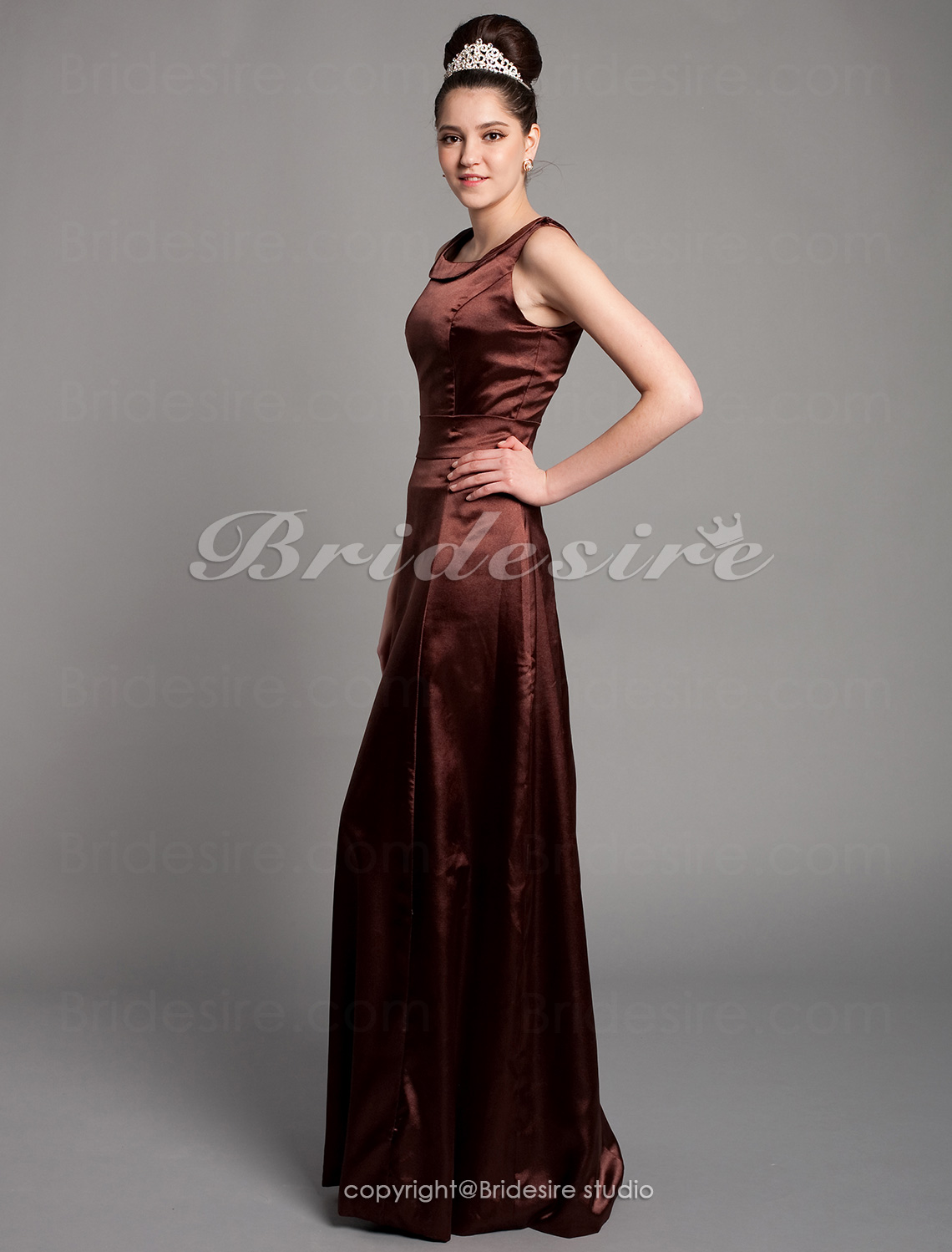A-line Scoop Ankle-length Sleeveless Satin Sash/Ribbon Bridesmaid Dress - Thumbnail 4
