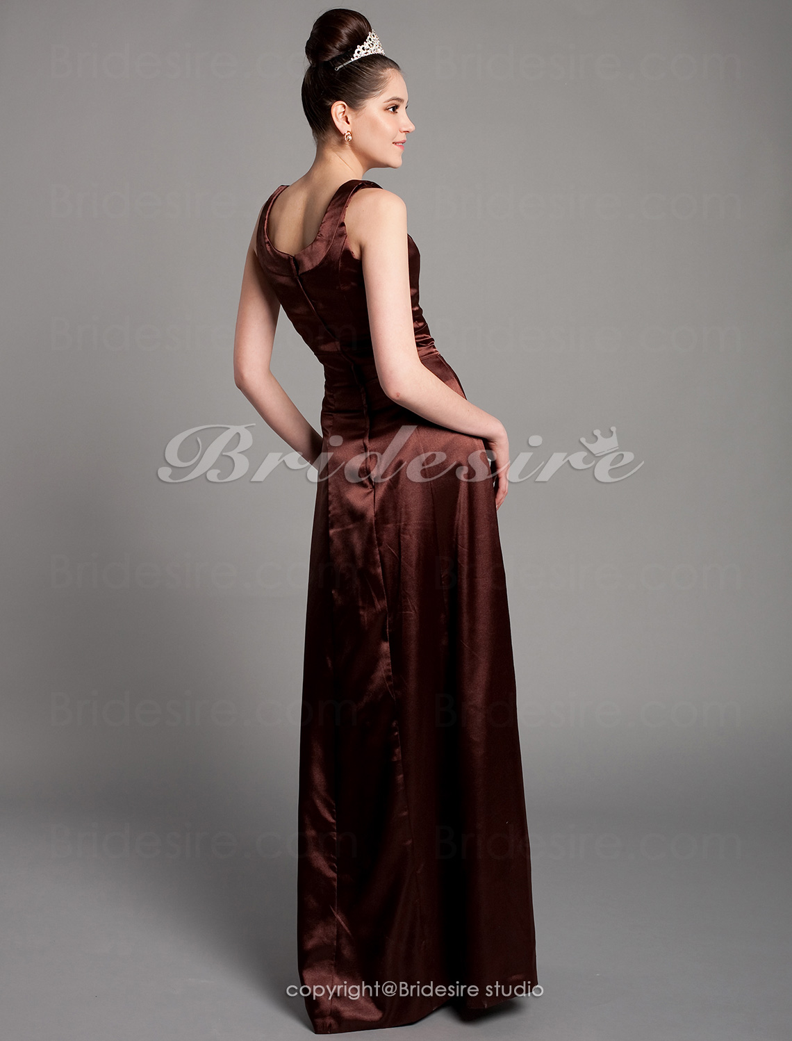 A-line Scoop Ankle-length Sleeveless Satin Sash/Ribbon Bridesmaid Dress - Thumbnail 5