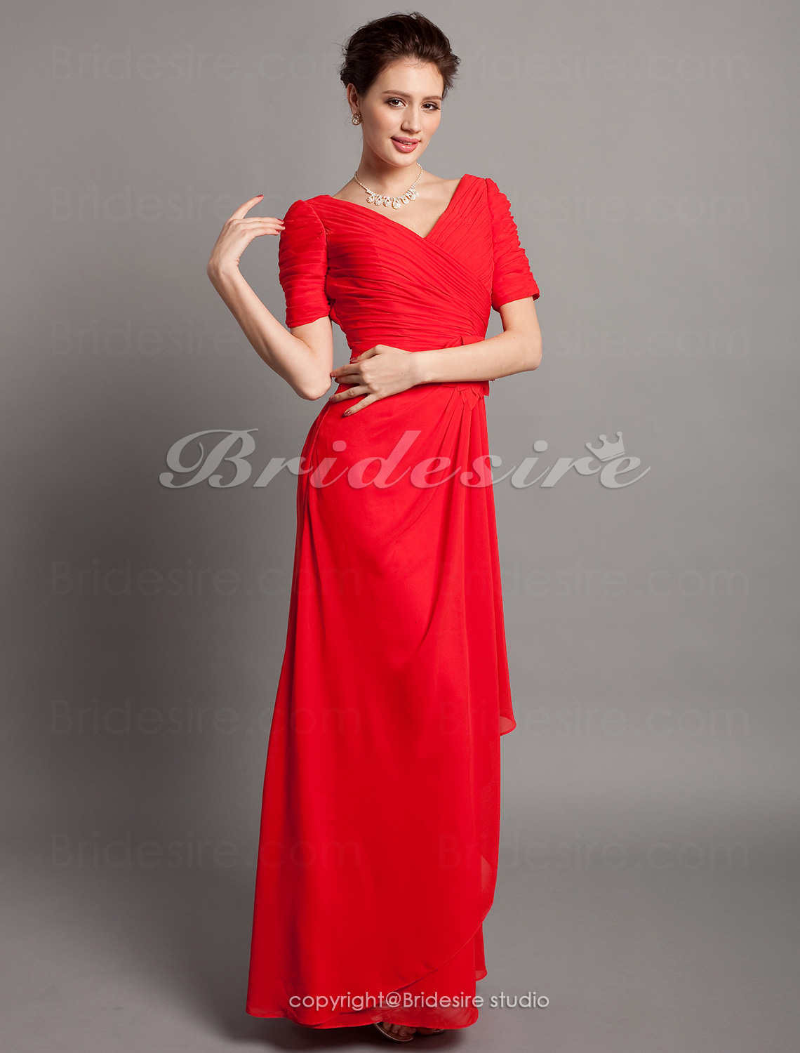 Sheath/ Column Chiffon Floor-length One Shoulder Bridesmaid Dress - Thumbnail 2