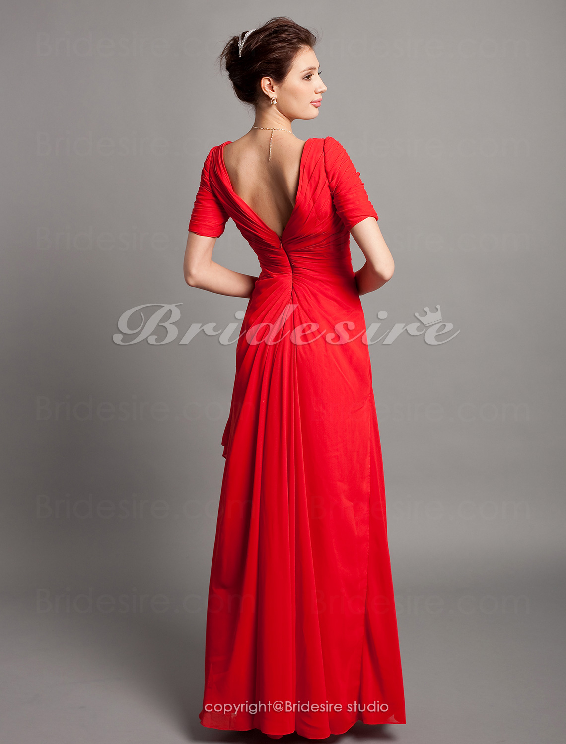 Sheath/ Column Chiffon Floor-length One Shoulder Bridesmaid Dress - Thumbnail 5