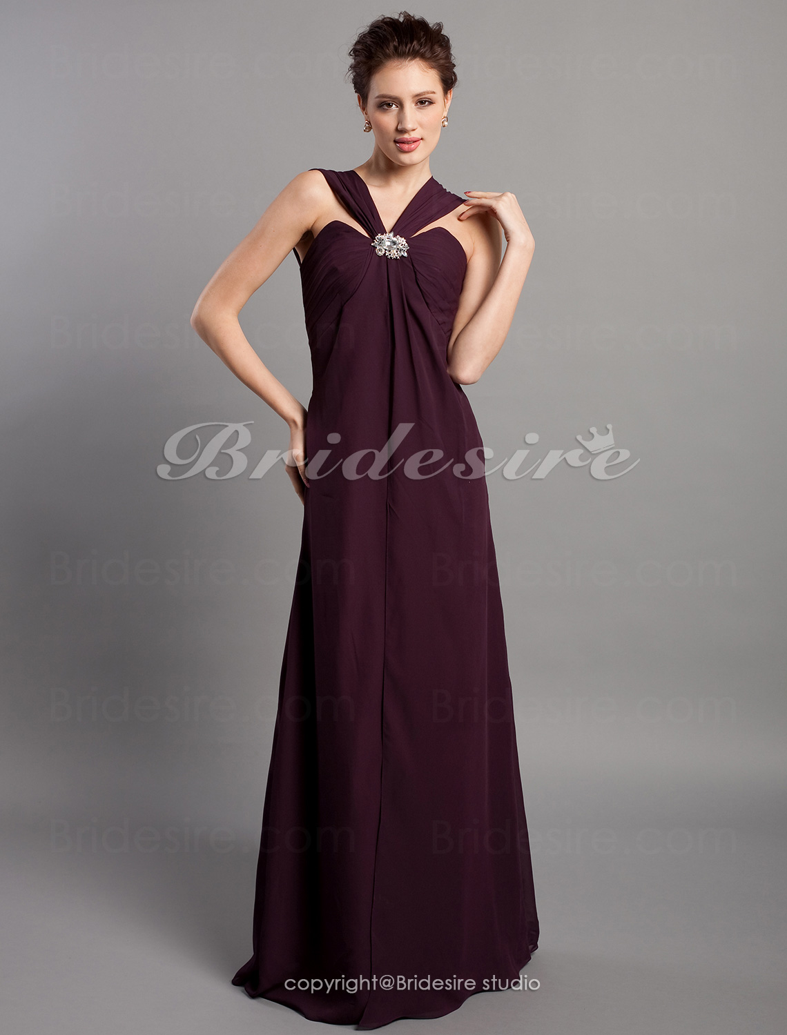 Sheath/Column Chiffon Sweetheart Floor-length Bridesmaid Dress - Thumbnail 2