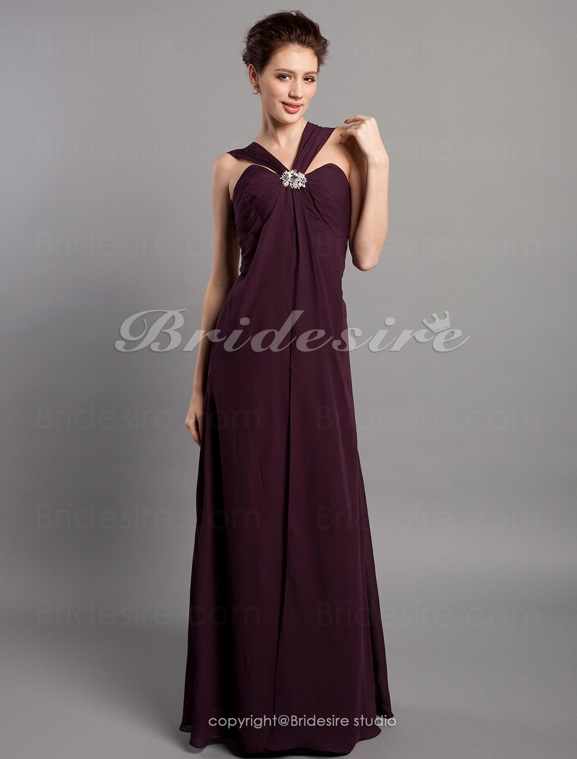 Sheath/Column Chiffon Sweetheart Floor-length Bridesmaid Dress - Thumbnail 3
