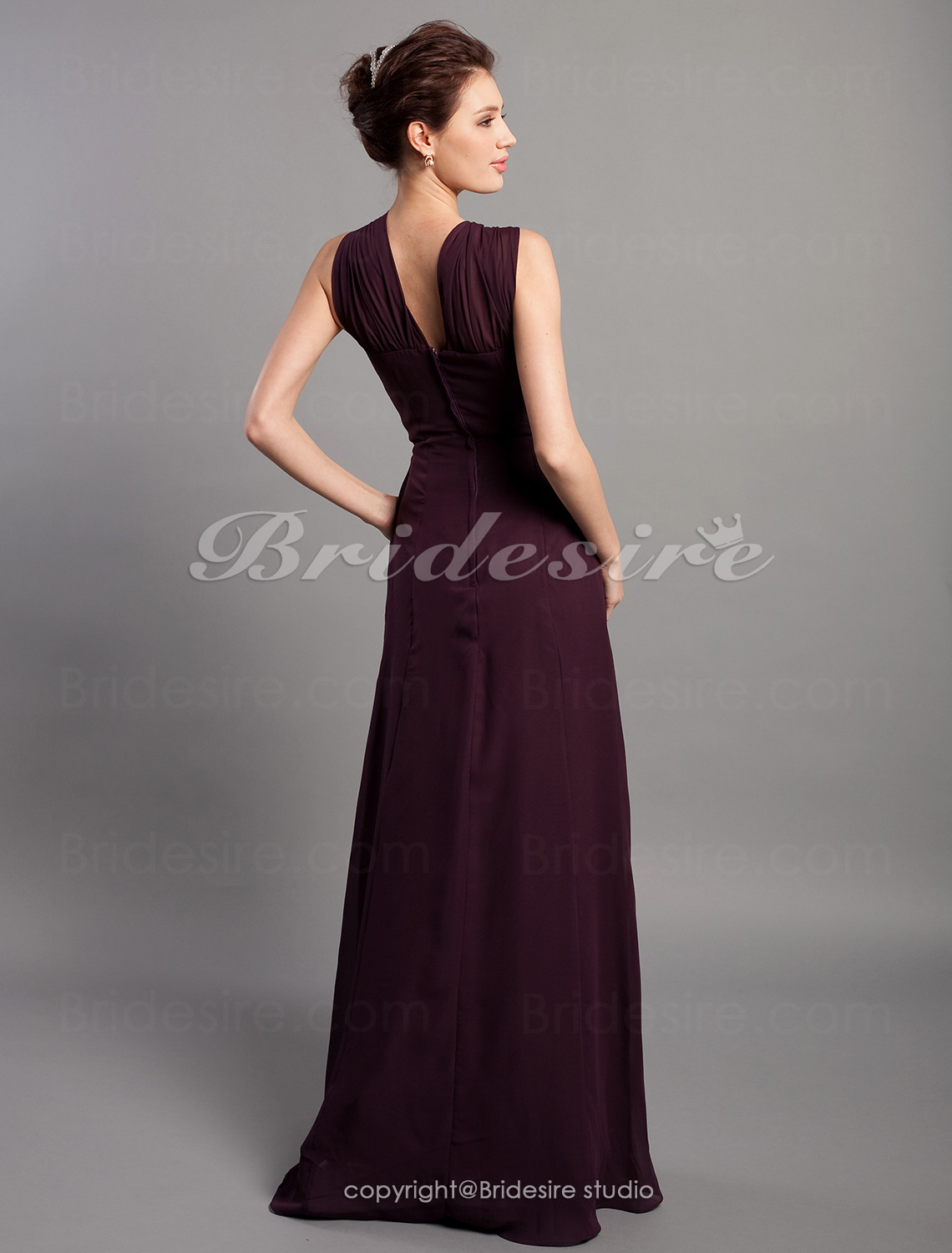Sheath/Column Chiffon Sweetheart Floor-length Bridesmaid Dress - Thumbnail 5