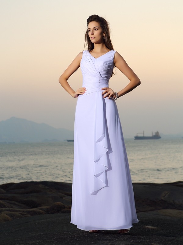 A-line Col en V Sans manches Mousseline polyester