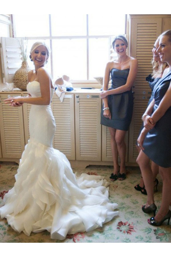 Sjöjungfru Hjärtformad Ärmlös Organza