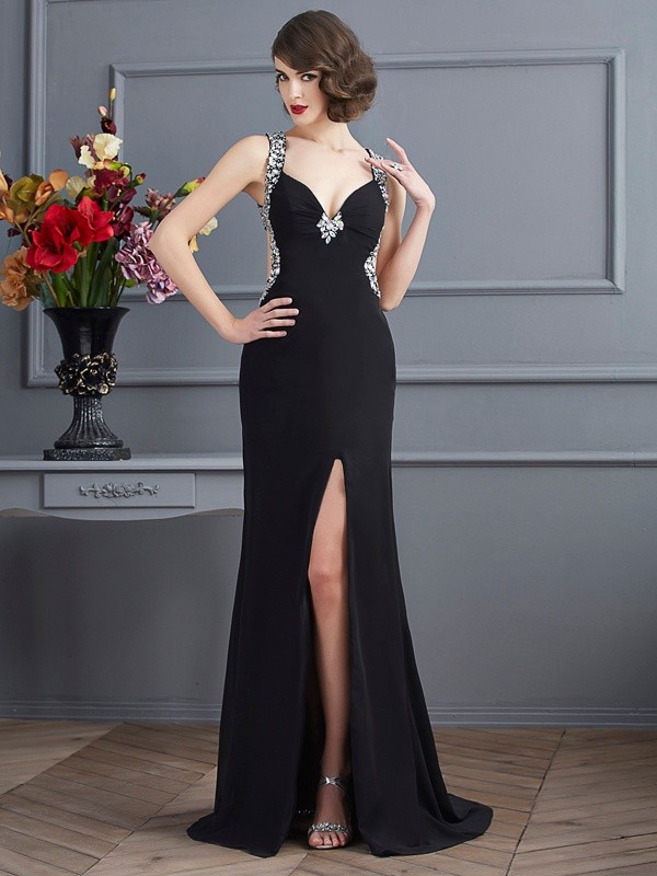 Schede/Kolom V-hals Mouwloos Chiffon Kleding