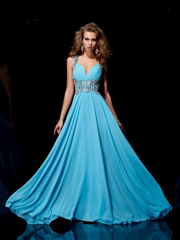 A-Linie Herz-Ausschnitt ärmellos Chiffon Kleid