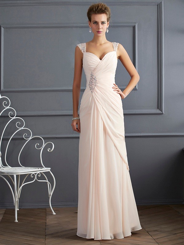 Etui-Linie/Column Herz-Ausschnitt ärmellos Chiffon Abendkleid