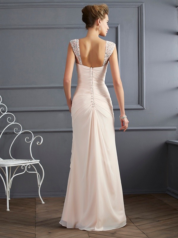 Sheath/Column Sweetheart Sleeveless Chiffon Dress - Thumbnail 2