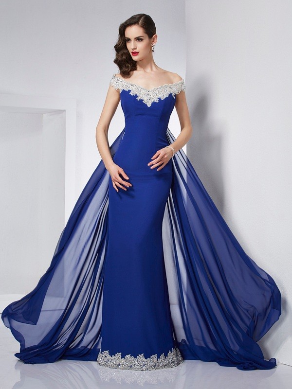 Schede/Kolom Open-Schouder Mouwloos Chiffon Kleding