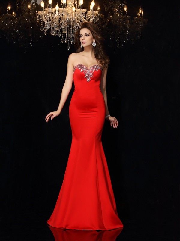 Trumpet/Mermaid Sweetheart Sleeveless Satin Dress