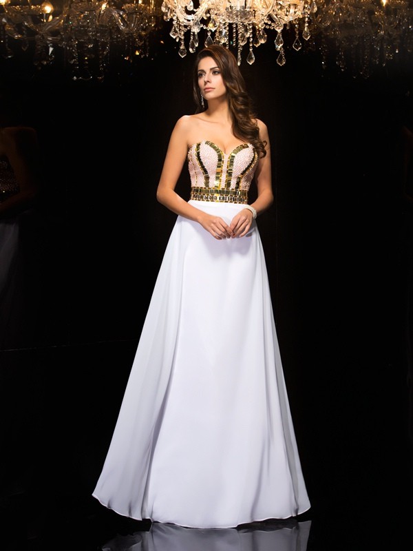 A-line Sweetheart Sleeveless Chiffon Dress