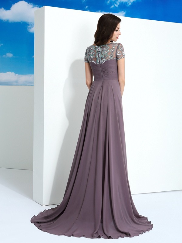 A-line Jewel Sleeveless Chiffon Dress - Thumbnail 2