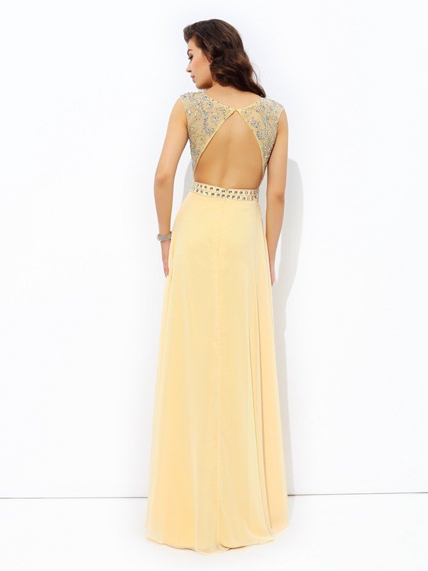 A-line Bateau Sleeveless Chiffon Dress - Thumbnail 2
