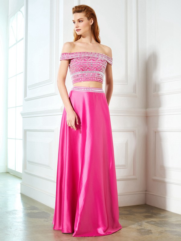 A-line Off-the-shoulder Sleeveless Chiffon Dress