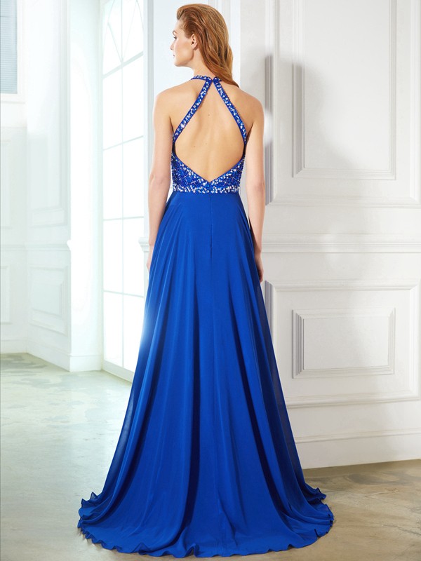 A-line Jewel Sleeveless Chiffon Dress - Thumbnail 2
