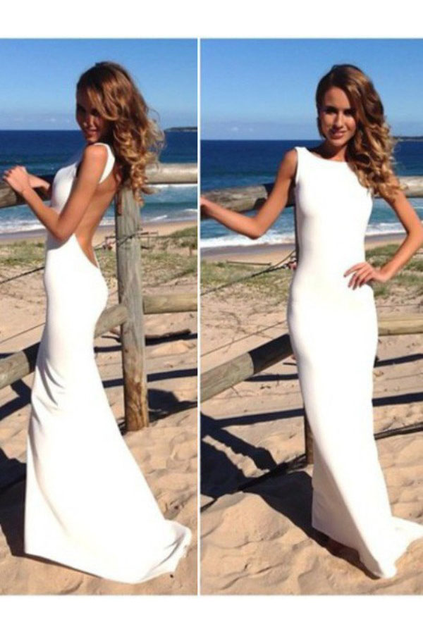 Trumpet/Mermaid Bateau Sleeveless Stretch Satin Dress - Thumbnail 2