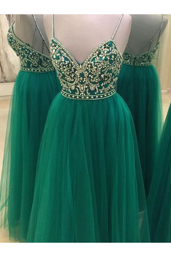 A-Linie Spaghetti Träger ärmellos Tülle Kleid