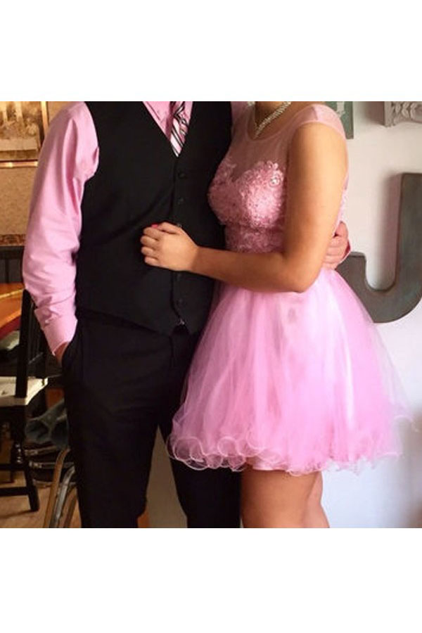 A-line Scoop Sleeveless Tulle Dress