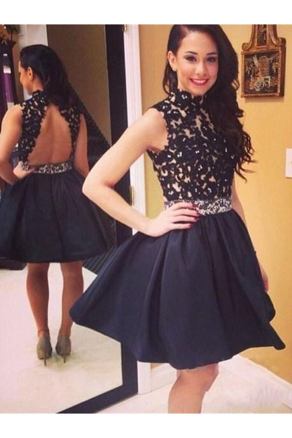 Corte A Escote Alto Sin Mangas Tafetán Vestido