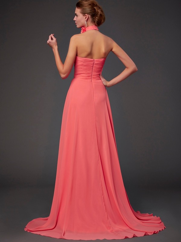 A-line Halter Sleeveless Lace Dress - Thumbnail 2