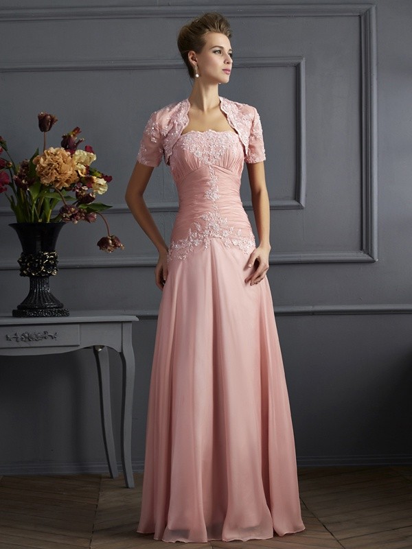 A-Linie trägerloser Ausschnitt ärmellos Chiffon Brautmutterkleid
