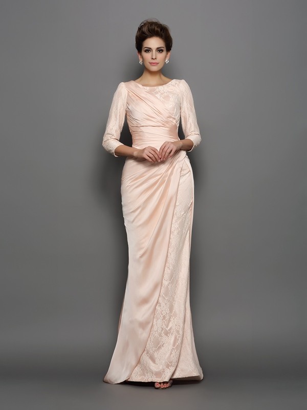 Trumpet/Sirène Col bateau Manchon de longueur de 3/4 Mousseline polyester robe de mère de mariée