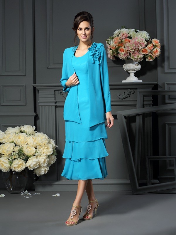 A-line Scoop Sleeveless Chiffon Mother of the Bride Dress