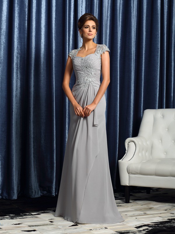 Sheath/Column Sweetheart Short Sleeve Chiffon Mother of the Bride Dress