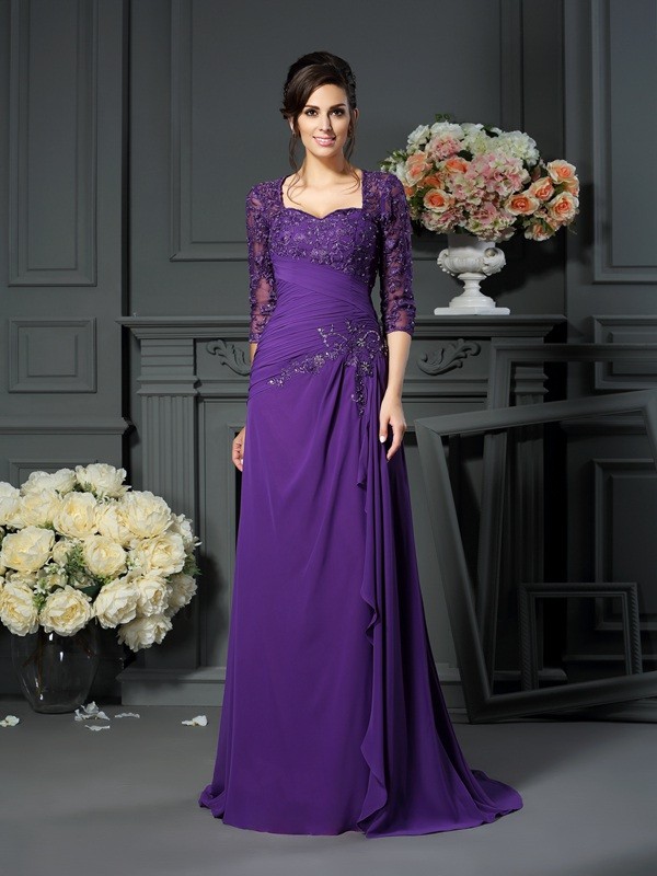 A-Linie Herz-Ausschnitt Half Sleeve Chiffon Brautmutterkleid